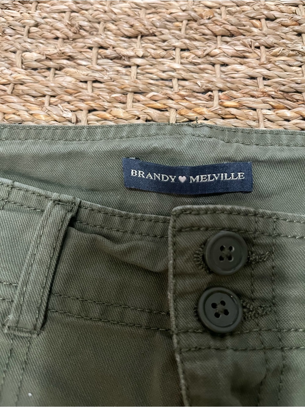 Brandy Melville Olive Green utility cargo mini skirt one size